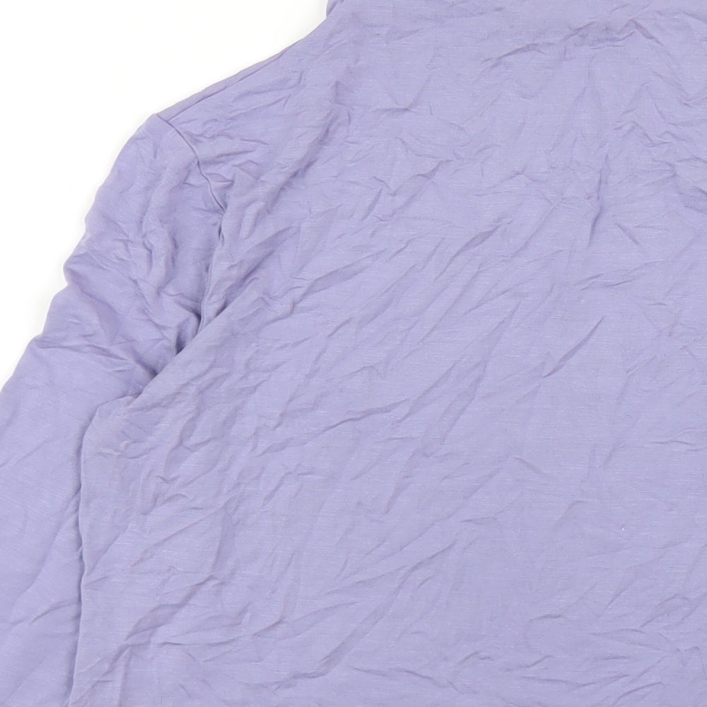 Marks and Spencer Womens Purple Viscose Basic T-Shirt Size 14 High Neck