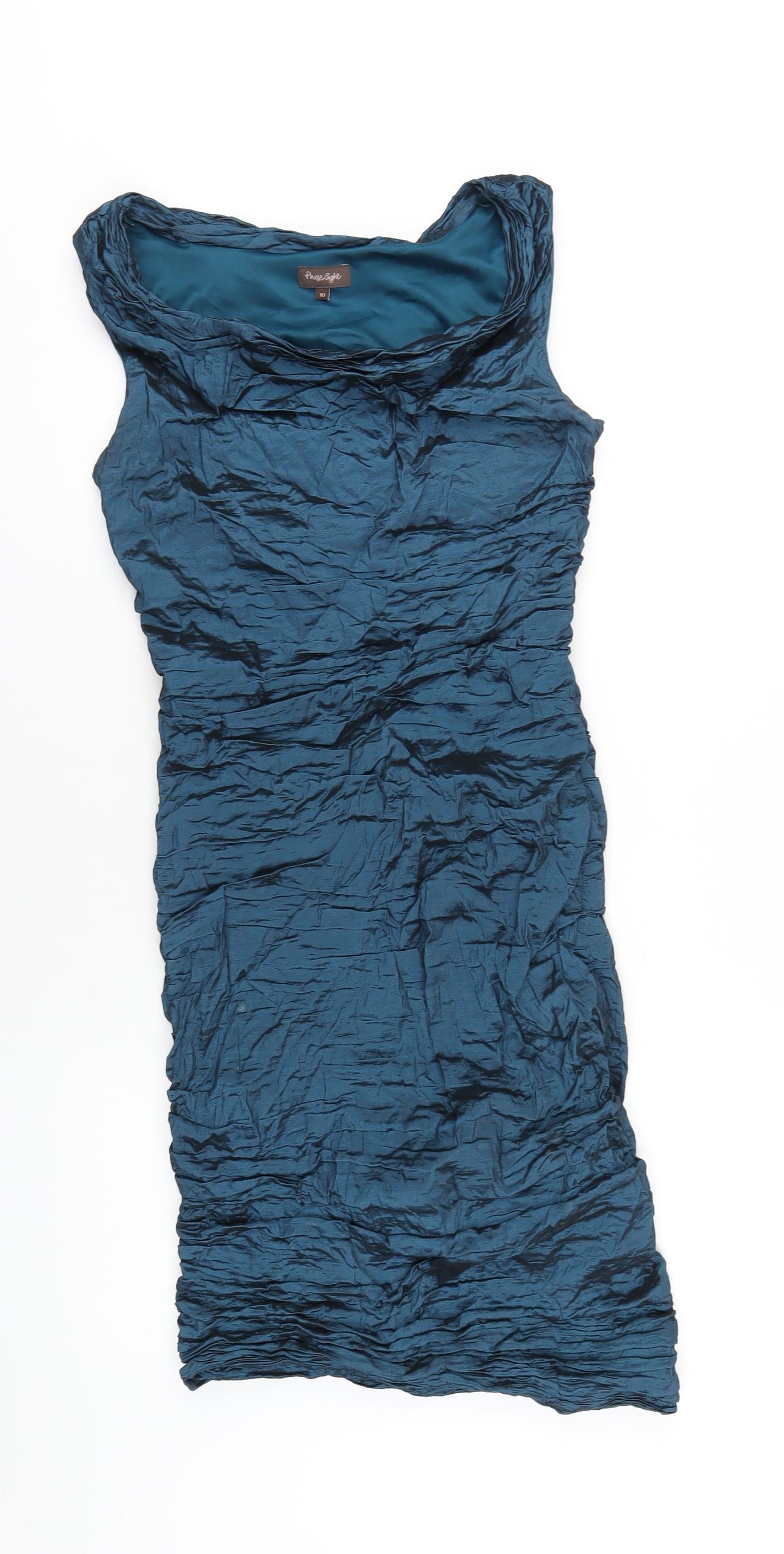 Phase Eight Womens Blue Polyester Bodycon Size 10 Scoop Neck Zip