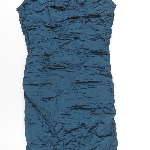 Phase Eight Womens Blue Polyester Bodycon Size 10 Scoop Neck Zip