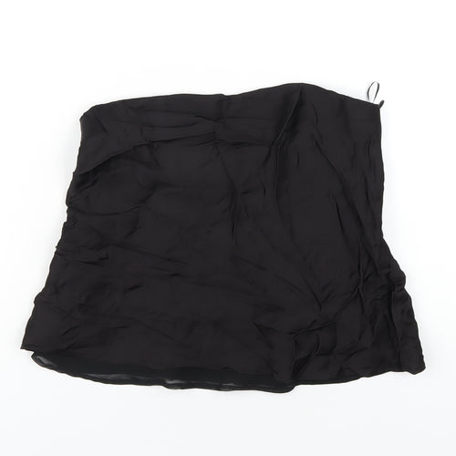 Zara Womens Black Polyester Basic T-Shirt Size S Square Neck