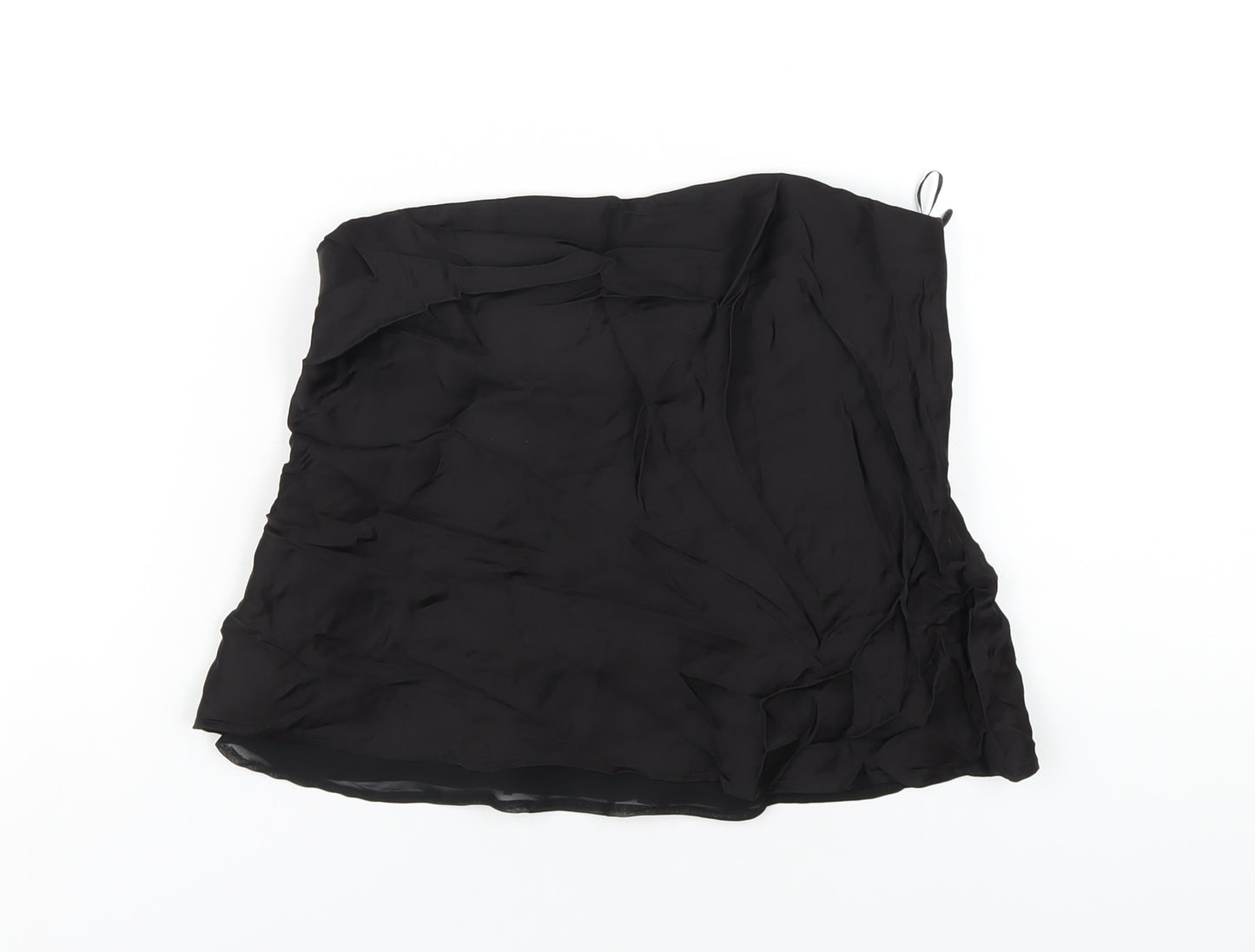 Zara Womens Black Polyester Basic T-Shirt Size S Square Neck