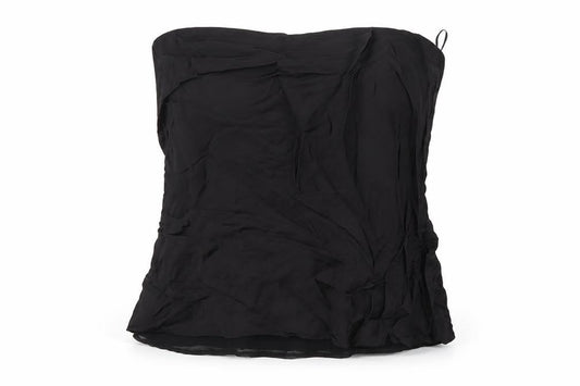 Front view of Zara women’s black polyester basic t-shirt, size S, square neck