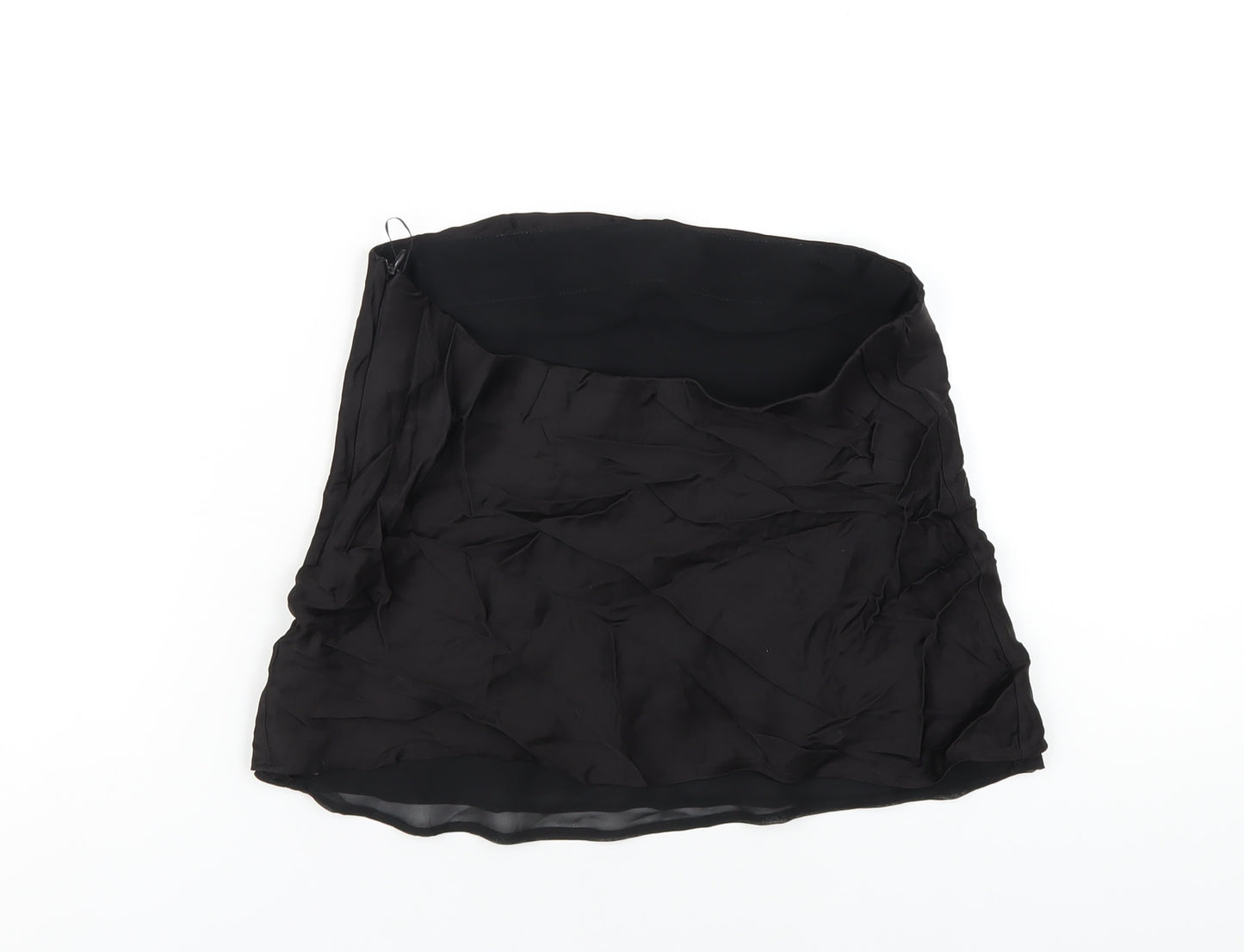 Zara Womens Black Polyester Basic T-Shirt Size S Square Neck