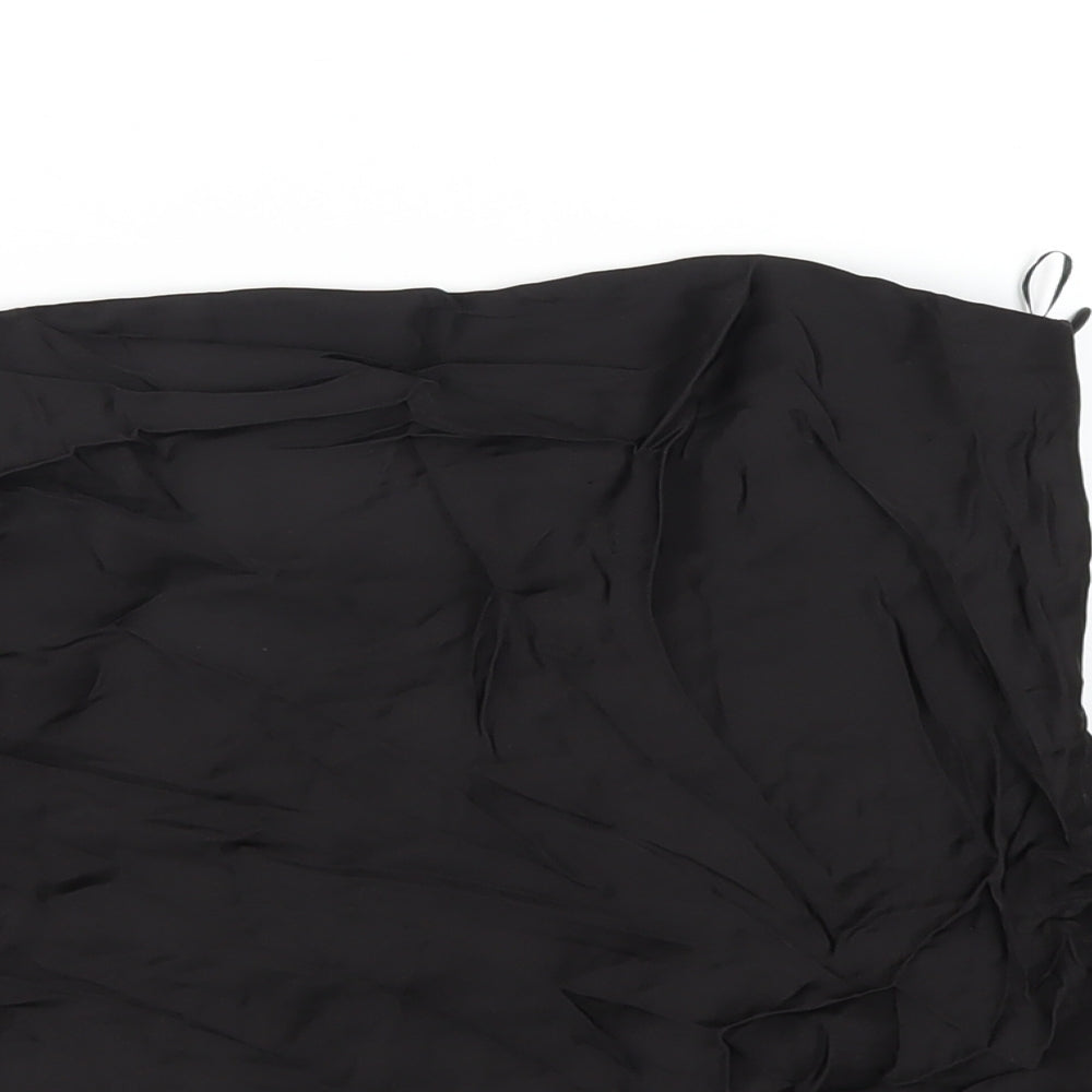 Zara Womens Black Polyester Basic T-Shirt Size S Square Neck