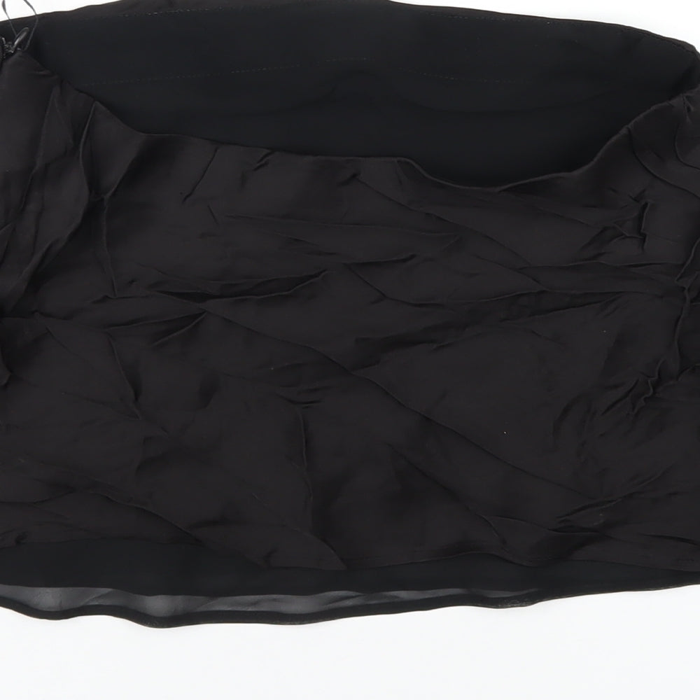 Zara Womens Black Polyester Basic T-Shirt Size S Square Neck