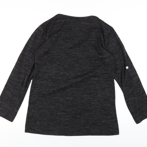 Quiz Womens Grey Polyester Basic T-Shirt Size L V-Neck