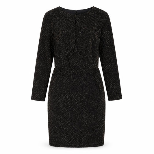Front view of New Look women’s black polyester bodycon, size UK 10, round neck button