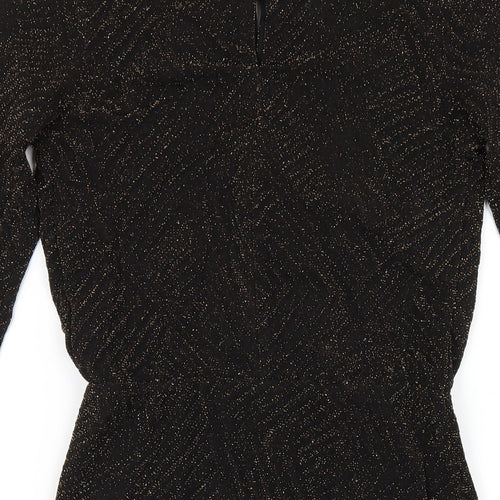New Look Womens Black Polyester Bodycon Size 10 Round Neck Button