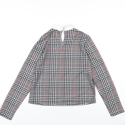 Red Herring Womens Black Plaid Polyester Basic T-Shirt Size 10 Collared