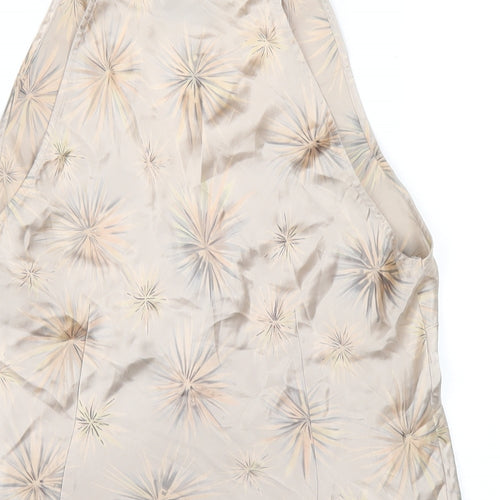 Principles Womens Beige Geometric Silk Basic Tank Size 10 V-Neck