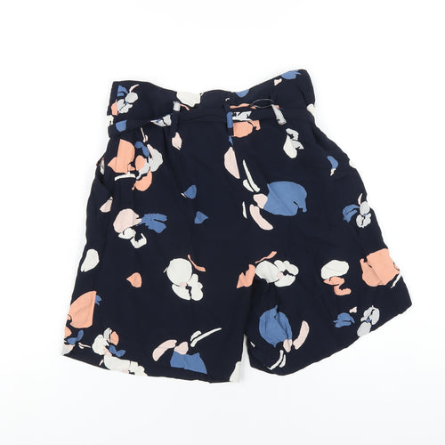 Marks and Spencer Womens Blue Geometric Vinyl Basic Shorts Size 8 Regular Zip