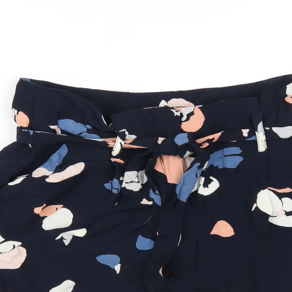 Marks and Spencer Womens Blue Geometric Vinyl Basic Shorts Size 8 Regular Zip