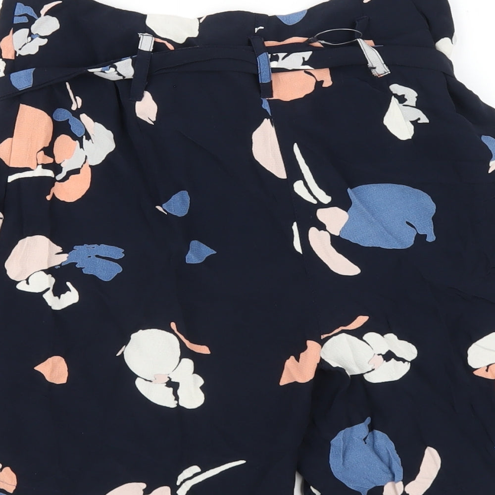 Marks and Spencer Womens Blue Geometric Vinyl Basic Shorts Size 8 Regular Zip