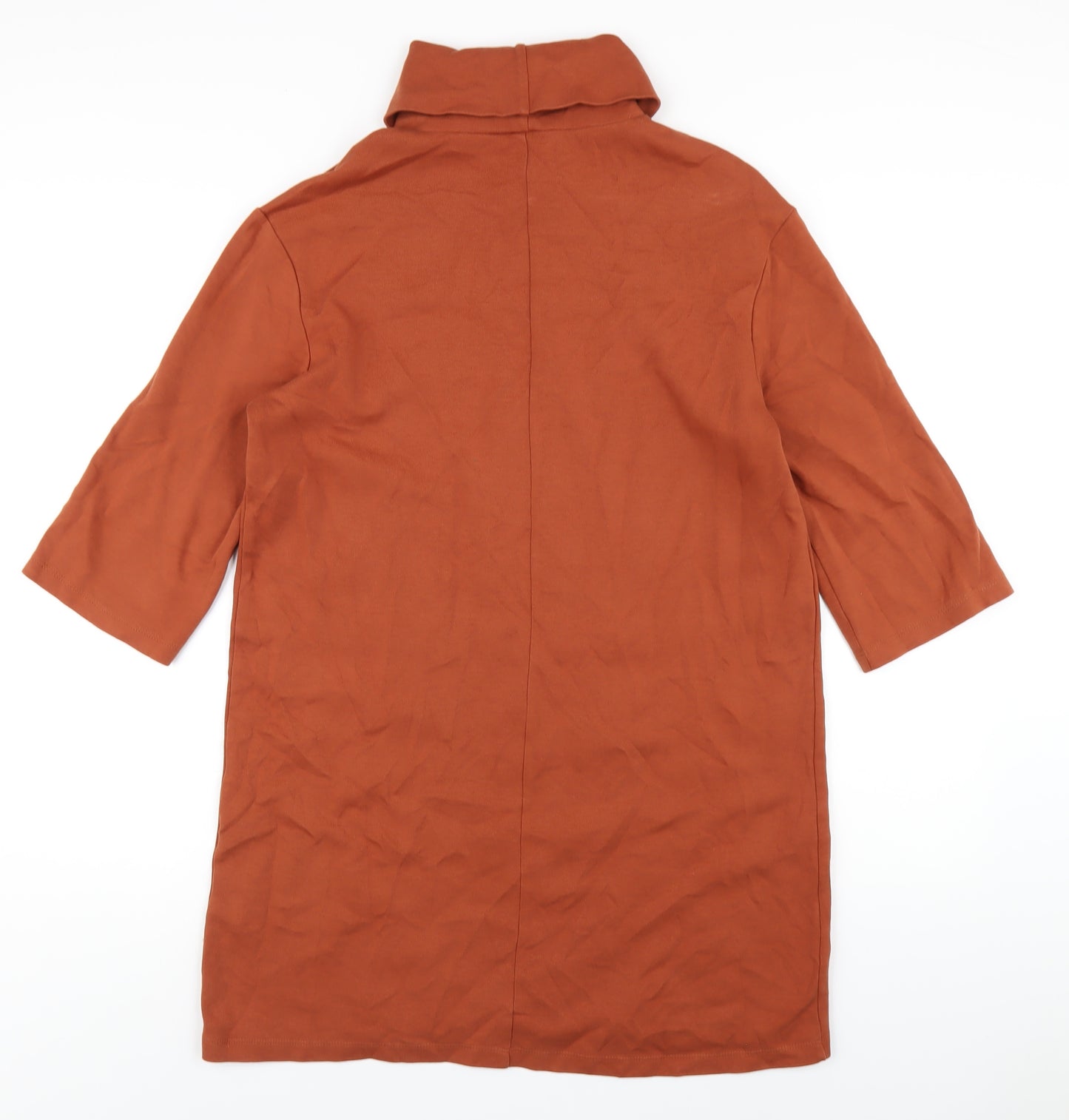 Zara Womens Orange Cotton Slip Dress Size M Roll Neck Pullover
