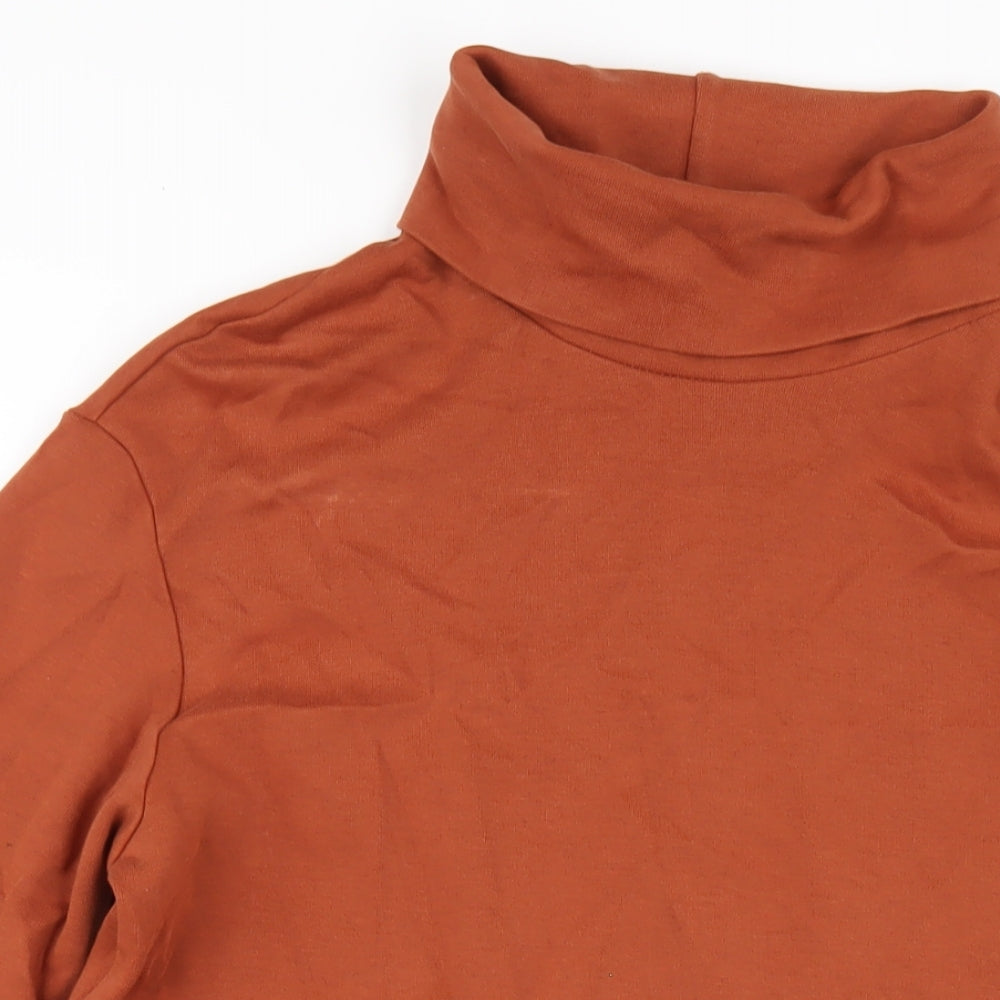 Zara Womens Orange Cotton Slip Dress Size M Roll Neck Pullover