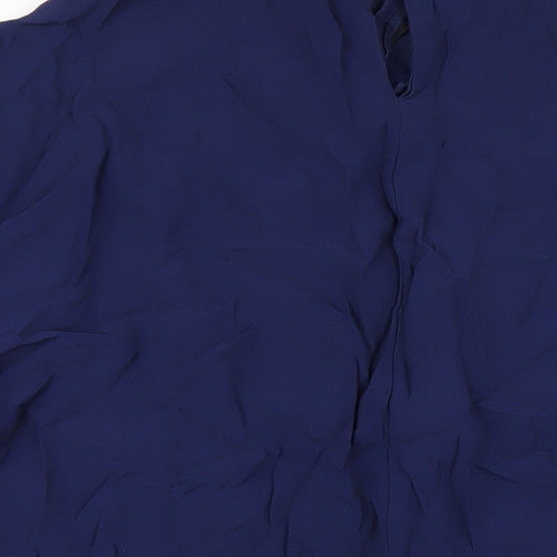 Reiss Womens Blue Viscose Basic T-Shirt Size 12 Mock Neck