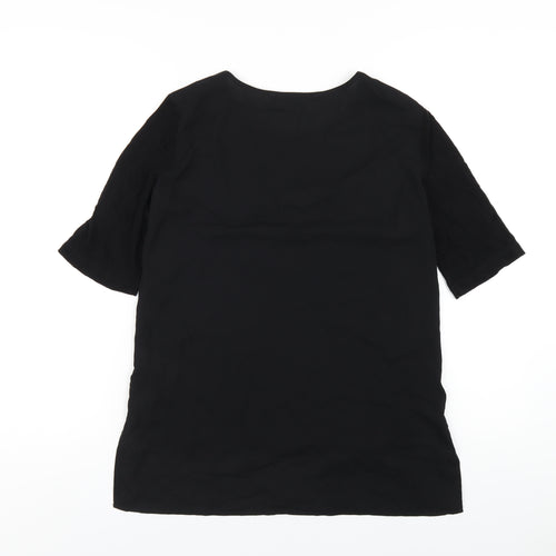 French Connection Womens Black Lyocell Basic T-Shirt Size M Round Neck