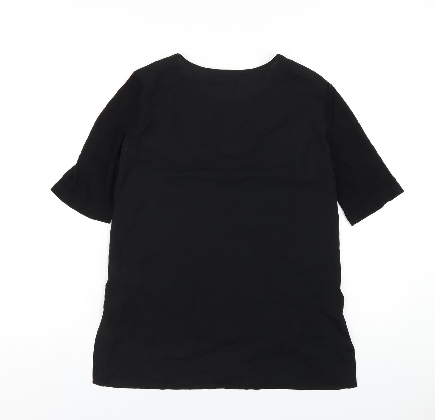 French Connection Womens Black Lyocell Basic T-Shirt Size M Round Neck