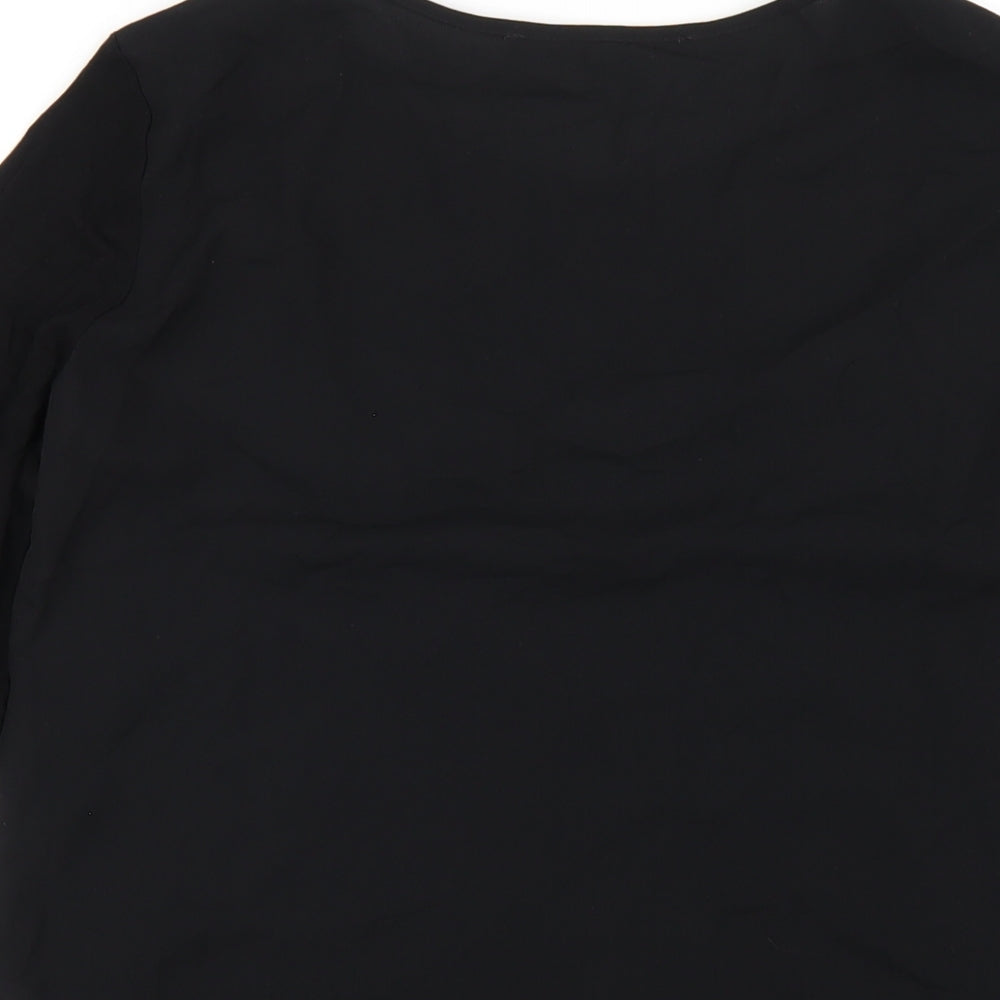 French Connection Womens Black Lyocell Basic T-Shirt Size M Round Neck