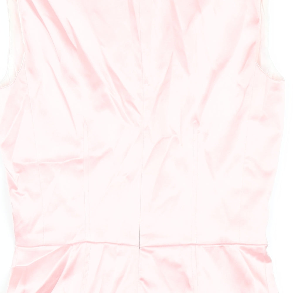 Zara Womens Pink Polyester A-Line Size M V-Neck Zip