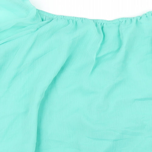 River Island Womens Green Polyester Basic Blouse Size 14 V-Neck
