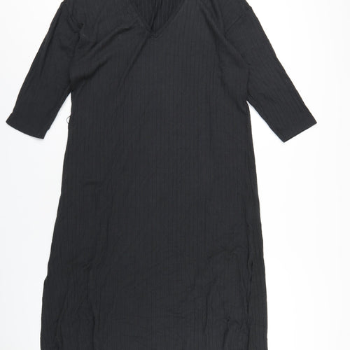 H&M Womens Black Polyester A-Line Size M V-Neck Pullover