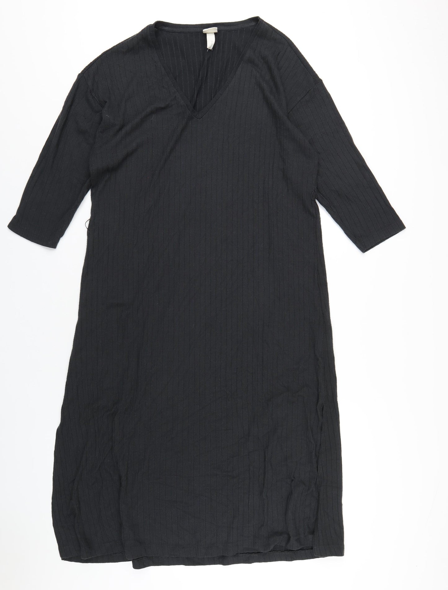 H&M Womens Black Polyester A-Line Size M V-Neck Pullover