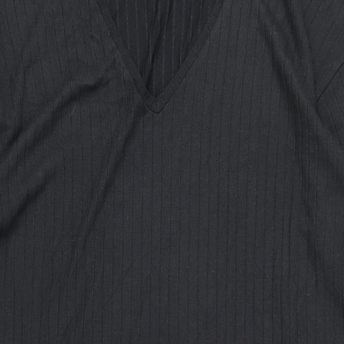 H&M Womens Black Polyester A-Line Size M V-Neck Pullover
