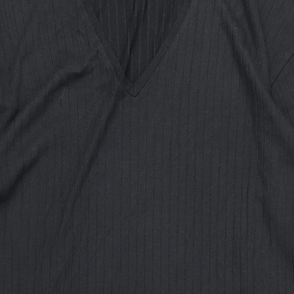 H&M Womens Black Polyester A-Line Size M V-Neck Pullover