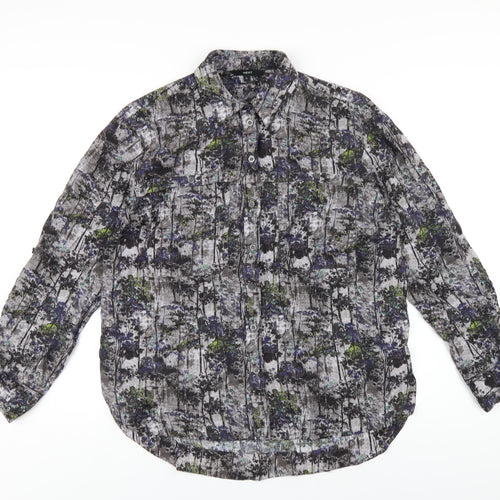 NEXT Womens Multicoloured Geometric Viscose Basic Button-Up Size 12 Collared