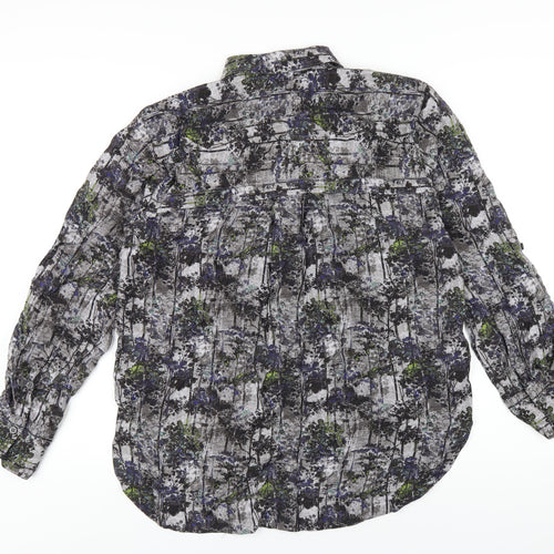 NEXT Womens Multicoloured Geometric Viscose Basic Button-Up Size 12 Collared