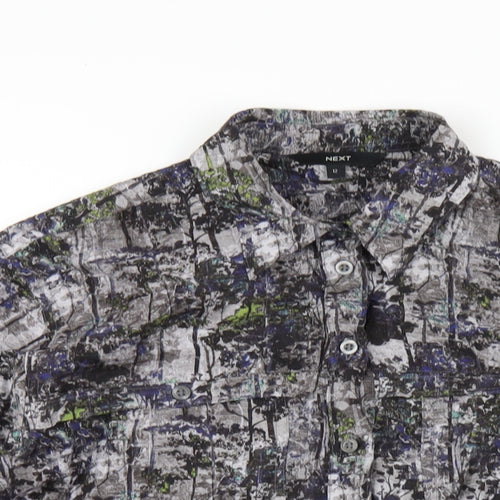 NEXT Womens Multicoloured Geometric Viscose Basic Button-Up Size 12 Collared