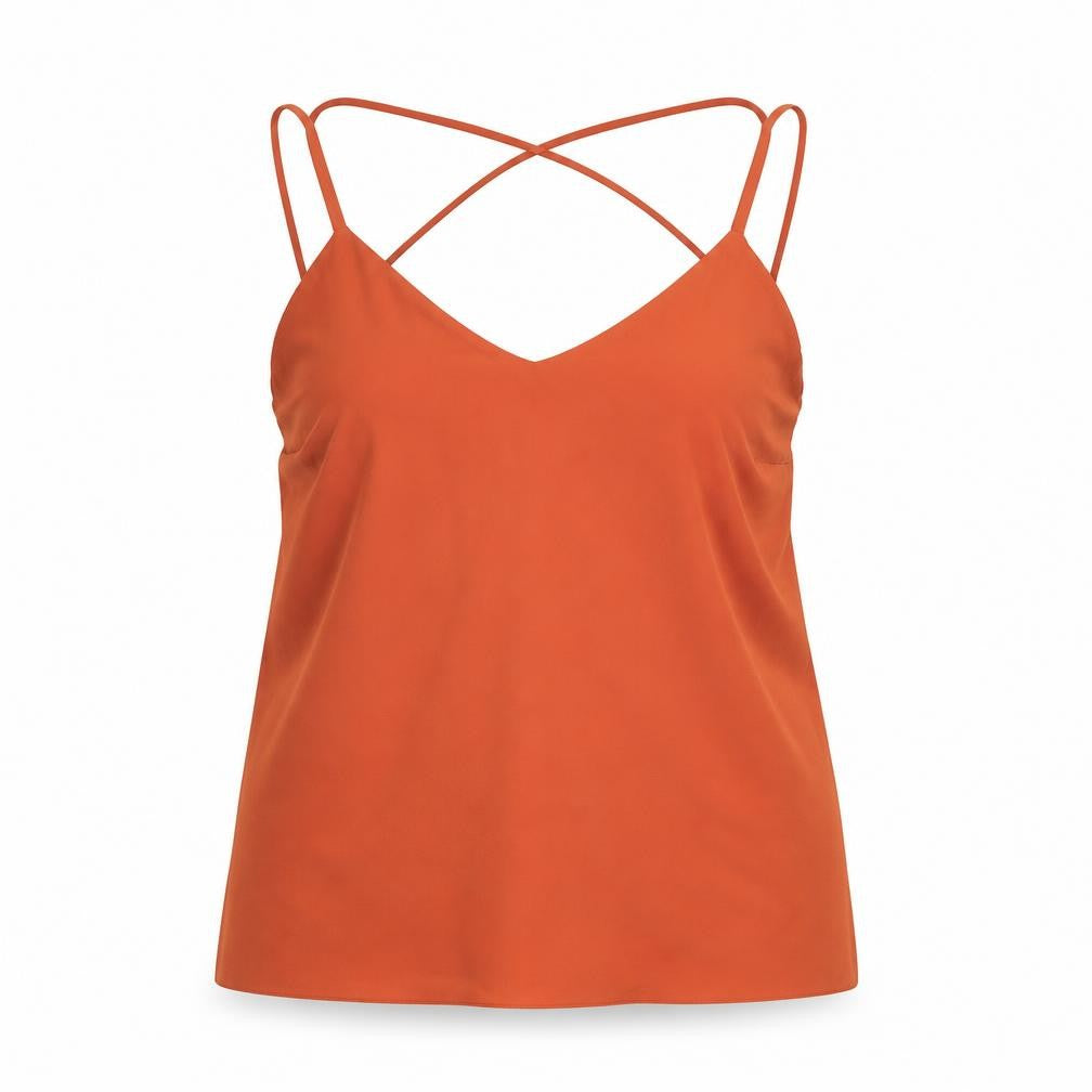 New Look Womens Orange Polyester Camisole T-Shirt Size 6 V-Neck