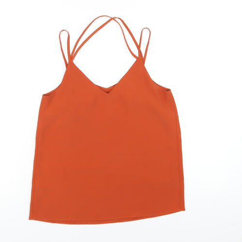 New Look Womens Orange Polyester Camisole T-Shirt Size 6 V-Neck