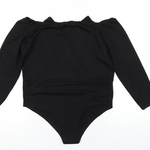 Boohoo Womens Black Polyester Bodysuit One-Piece Size 18 Snap