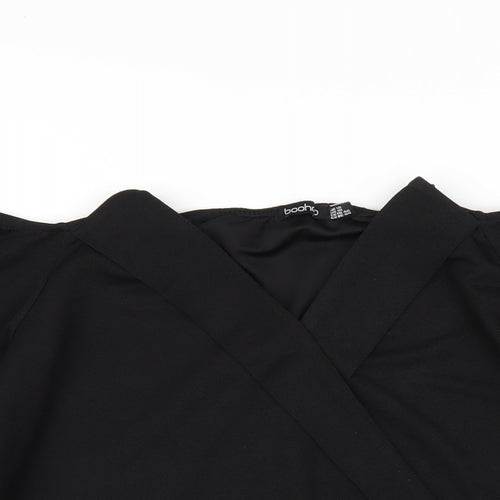 Boohoo Womens Black Polyester Bodysuit One-Piece Size 18 Snap