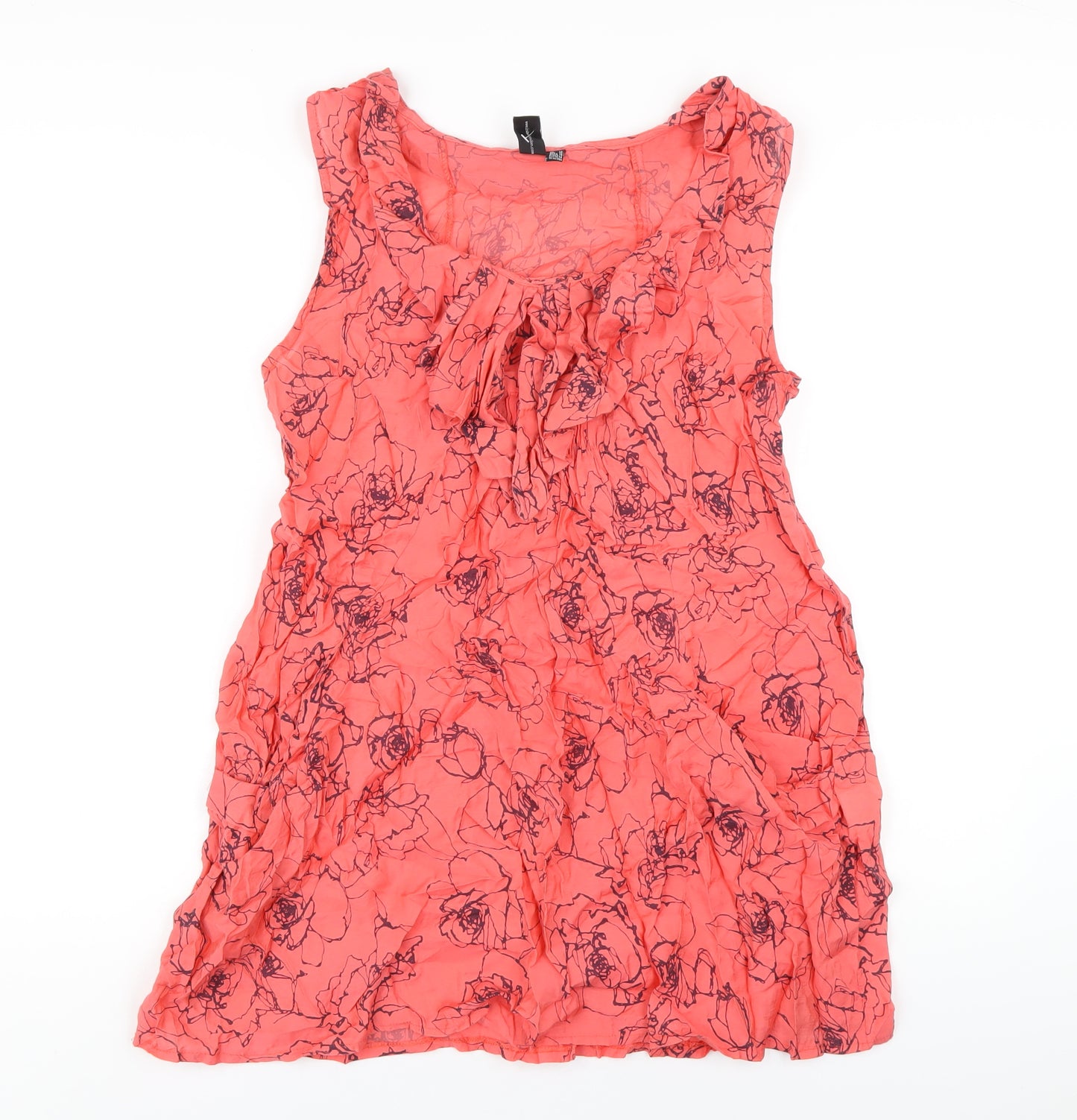 Izabel London Womens Pink Floral Viscose A-Line Size 14 Scoop Neck Pullover