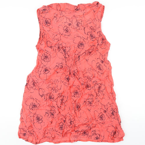 Izabel London Womens Pink Floral Viscose A-Line Size 14 Scoop Neck Pullover
