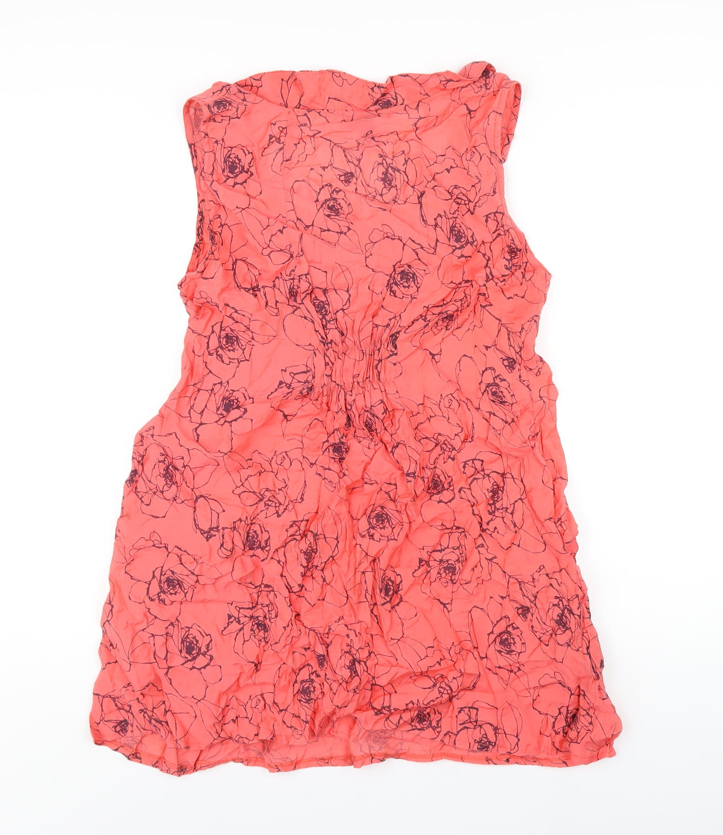 Izabel London Womens Pink Floral Viscose A-Line Size 14 Scoop Neck Pullover