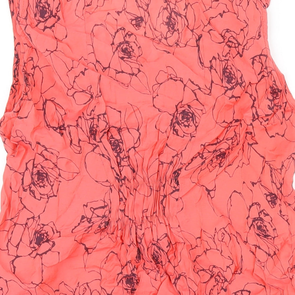 Izabel London Womens Pink Floral Viscose A-Line Size 14 Scoop Neck Pullover