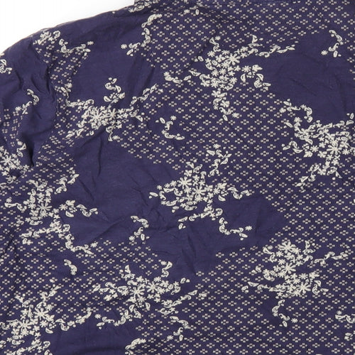 White Stuff Womens Blue Geometric Cotton Basic Button-Up Size 14 Collared