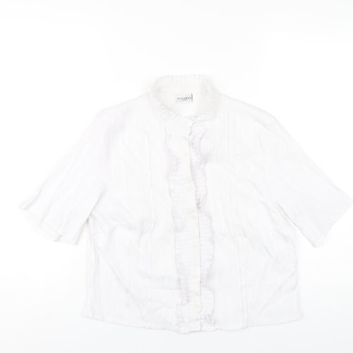 Miladys Womens White Polyester Basic Button-Up Size 12 Mock Neck