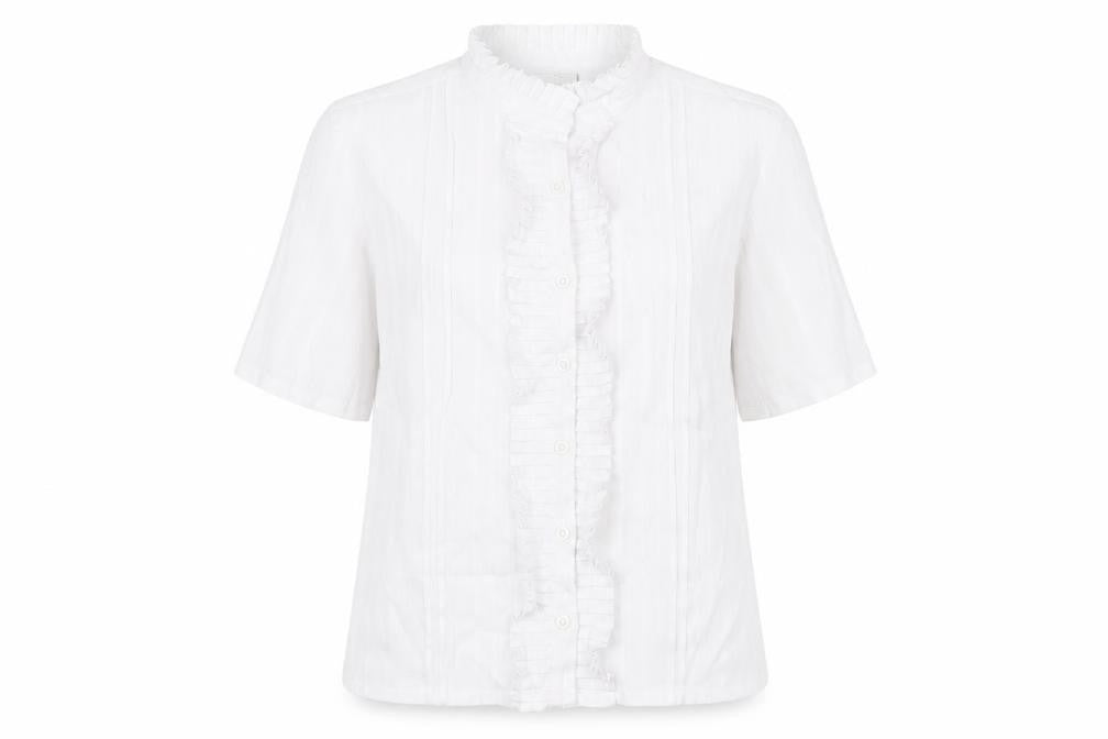 Miladys Womens White Polyester Basic Button-Up Size 12 Mock Neck