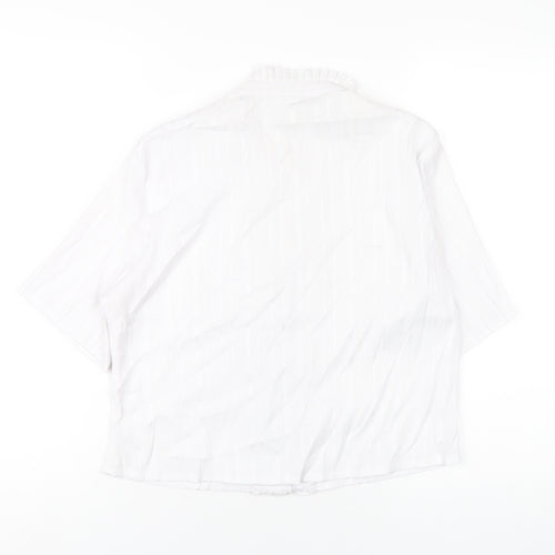 Miladys Womens White Polyester Basic Button-Up Size 12 Mock Neck