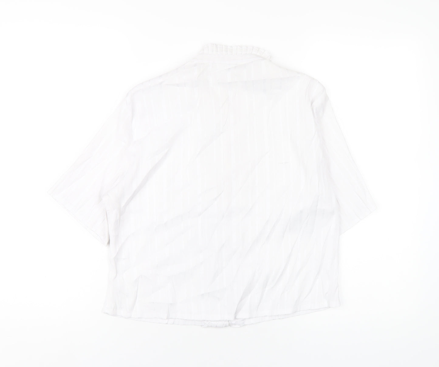 Miladys Womens White Polyester Basic Button-Up Size 12 Mock Neck