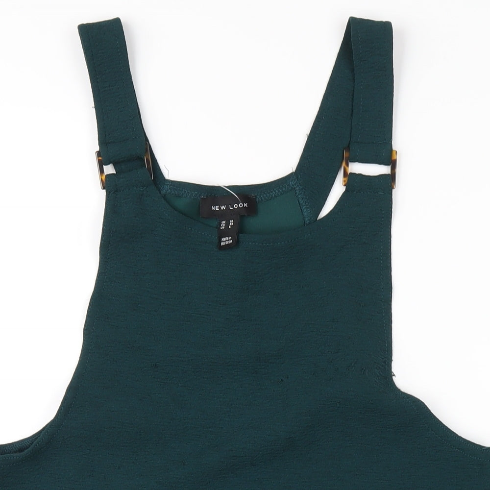 New Look Womens Green Polyester A-Line Size 10 Round Neck Pullover