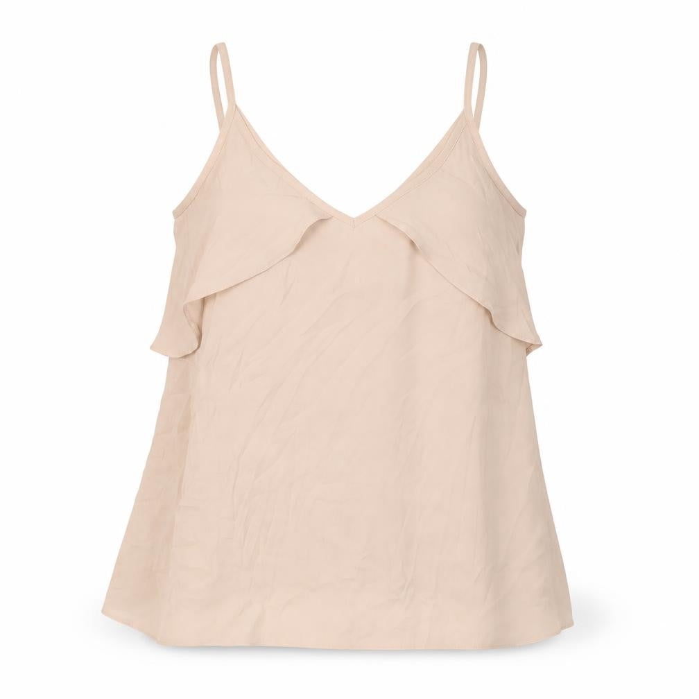 Ribbon Womens Beige Polyester Camisole T-Shirt Size 12 V-Neck
