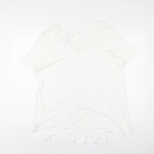 NEXT Womens White Viscose Basic T-Shirt Size 22 V-Neck