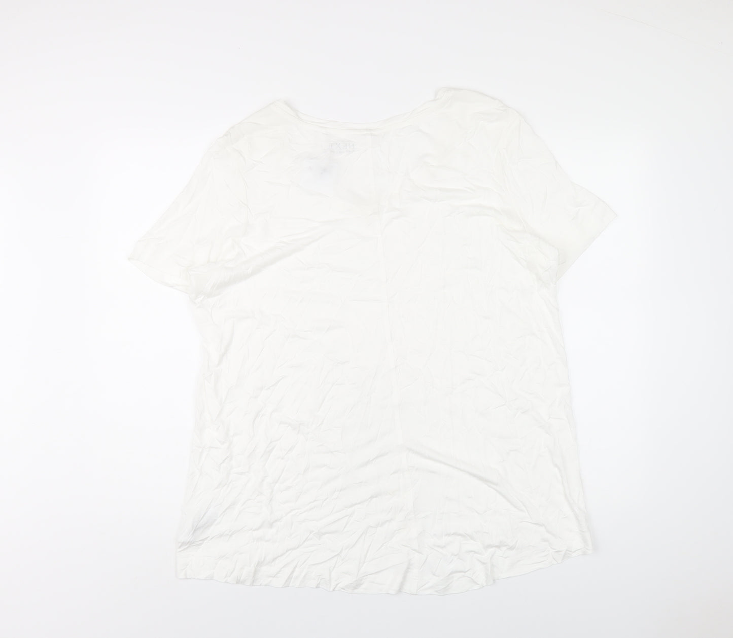 NEXT Womens White Viscose Basic T-Shirt Size 22 V-Neck