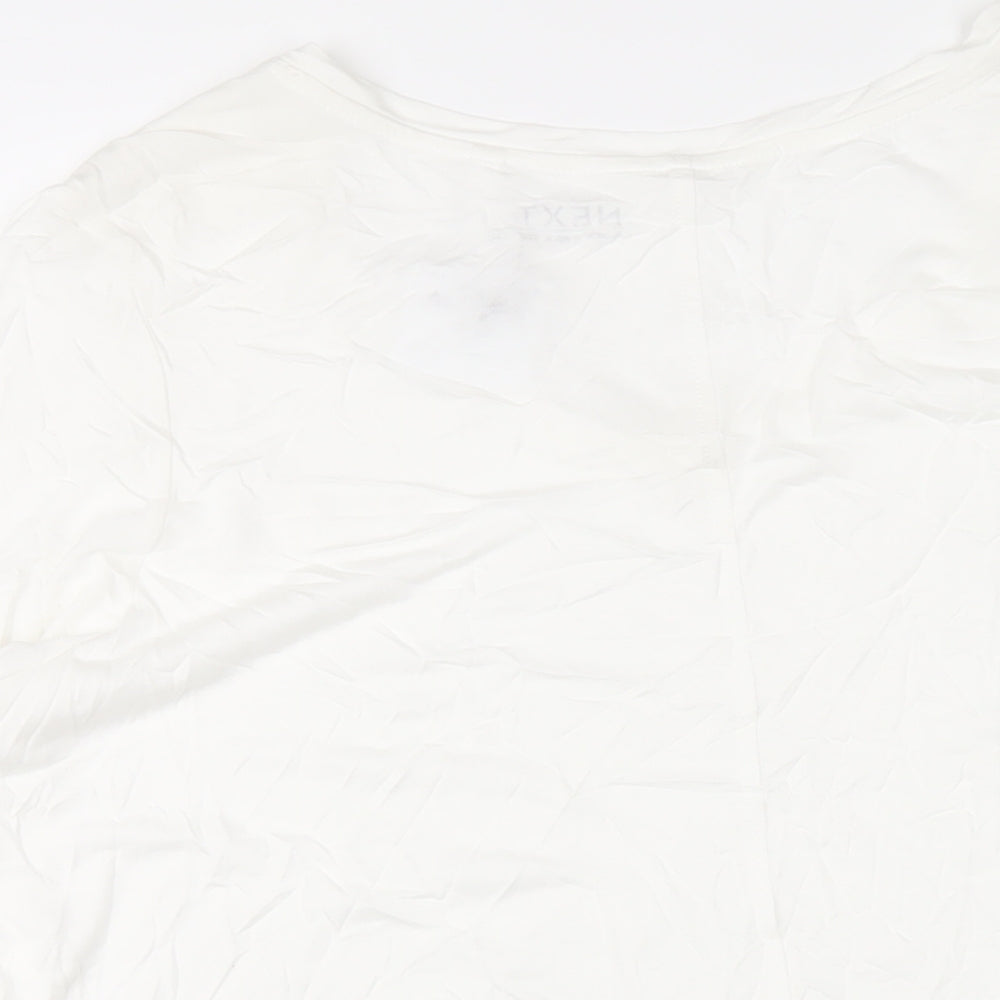 NEXT Womens White Viscose Basic T-Shirt Size 22 V-Neck